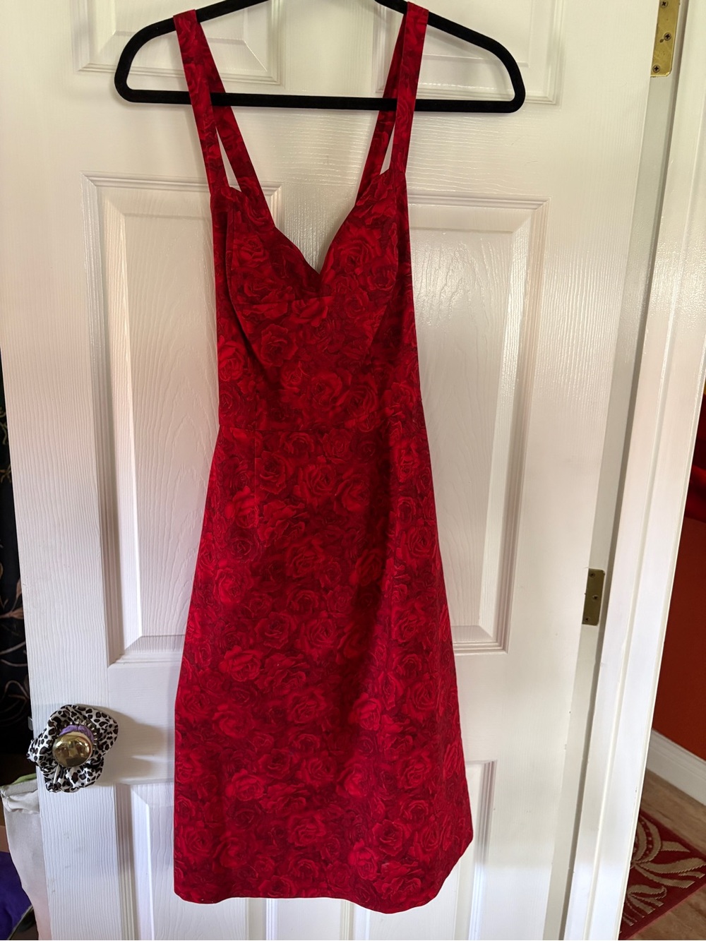 Red Rose-Print Sleeveless Dress